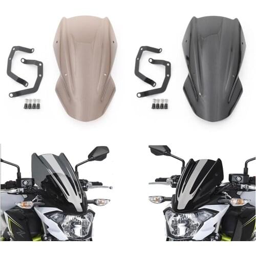 Areyourshop For Kawasaki Z650 2017-2019 ABS Windshield Shield Screen Z-650 Windscreen with Bracket Motorcycle Accessories