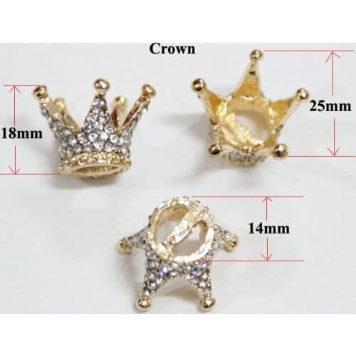 Free Shipping Wholesale 20pcs/lot 14x18x25mm Crown Rhinestone Flatback Button For Hair Flower Wedding Invitation LSFY015