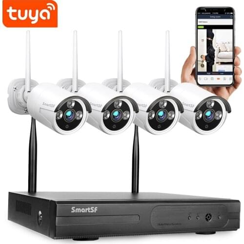 SmartSF 8CH Wireless Security camera system 1080P NVR CCTV Video Surveillance Kit Outdoor Weatherproof camera 65ft Night Vision