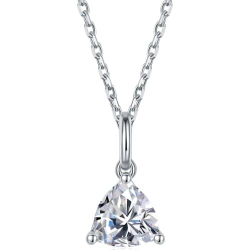 BOEYCJR 925 Silver F color 1ct Trillion Cut 6.5*6.5mm Moissanite VVS1 Engagement Wedding Pendant Necklace for Women