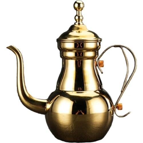 Stainless Steel Flower Teapot Commercial Narrow Neck Teapots Hotel Long-mouthed Teapot Restaurant Tea Kettle with Filter