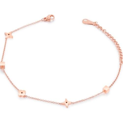 Cheap Korean version of titanium steel Classic brand design flower anklet women fashion accessories Girls gifts