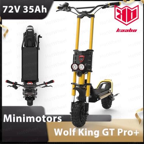 2021Kaabo Wolf King GT Pro + Electric Scooter Gold Color 72V 35Ah 2000Wx2 Minimotors Controller LG Samsung Battery