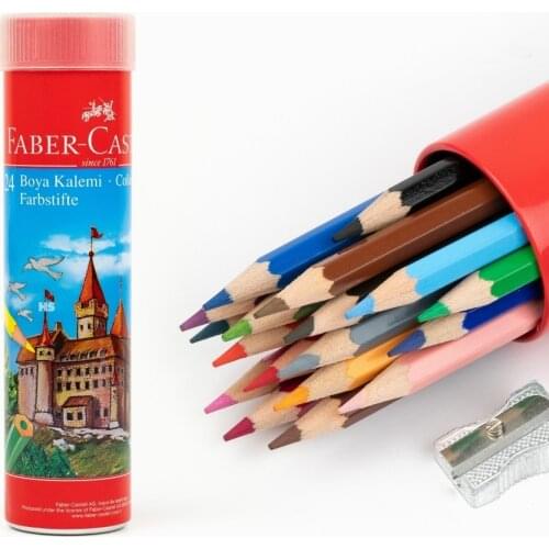 FABER CASTELL KURUBOYA KALEMİ METAL TÜP 24 RENK (5173116524) CANLI VE PARLAK RENKLERLE RESİM ÇİZME VAKTİNİZE KEYİF KATIN