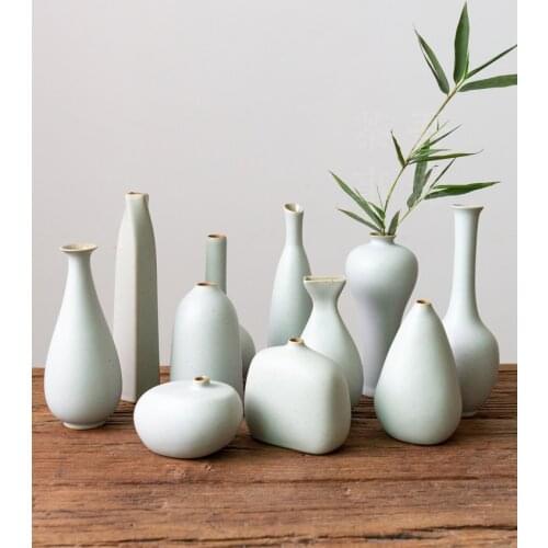 Chinese White Ceramic Vases For Tea Ceremony Tabletop Decoration Simple Quaint Style Living Room Home Creative Japanese Vase