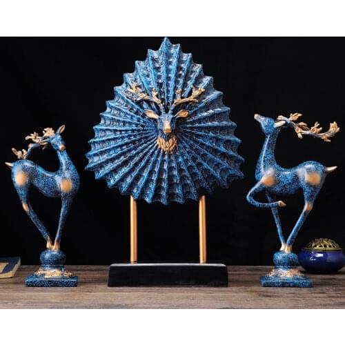 CREATIVE FENGSHUI RESIN DEER ORNAMENTS HOME LIVINGROOM TABLE FIGURINES CRAFTS OFFICE DESK ACCESSORIES DECORATION WEDDING GIFTS
