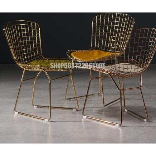 Lazy Space Iron Chair Back Creative Single Metal Makeup Stool Net Red Simple Nordic Gold Dining Chair