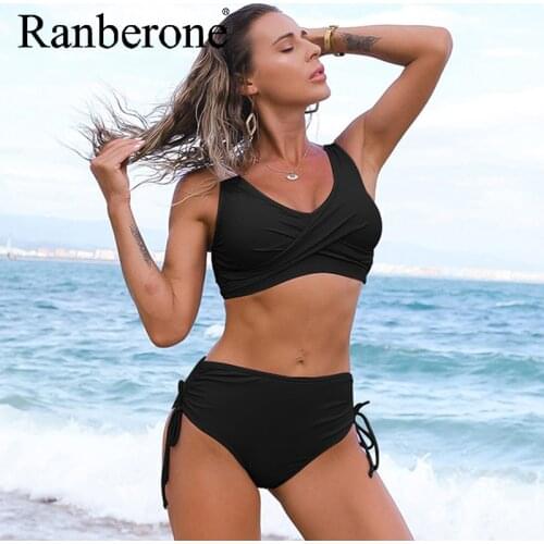 Summer Swimsuit Women Solid Sexy Bikini 2021 Push Up Swimwear 2 Pieces High Waist Bikini Tankini Swimsuits Bathing Suit Women