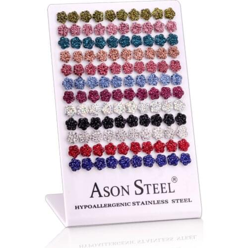 LUXUKISSKIDS 60paris/lot Flower Clay Small Stud Earrings 2020 Set Stainless Steel Screw Plug Earring For Women Kids Girl Men