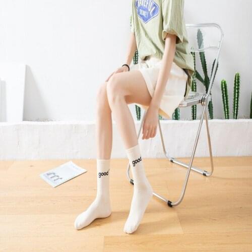 New good luck socks men and women Japanese simple middle tube af1 matching tide socks couple skateboard sports cotton socks