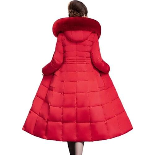 New Plus Size 5XL Winter Jacket Women Hooded Fur Collar X-long Thicken Middle-aged Womens Winter Coats Cotton Long Parkas P112