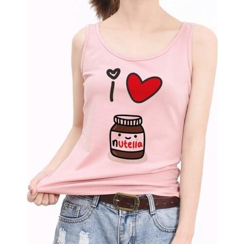 Nutella Kawaii Print Harajuku Camisole Vest Tank Tops Women Tshirt Tee Streetwear Casual Sleeveless Female T-Shirts Plus Size