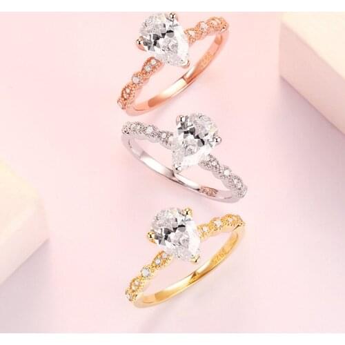 Tonglin factory wholesale s925 pure silver water dropstone ring lady fashion seven-night ring jewelry one generation hair