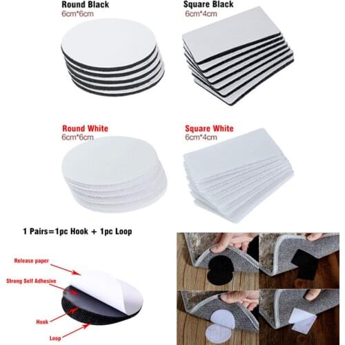 10-30Pairs Strong Self Adhesive Fastener Tape Dots Suqare Stickers Hook Loop Sticky Back For Bed Sheet Sofa Carpet Anti Slip Mat