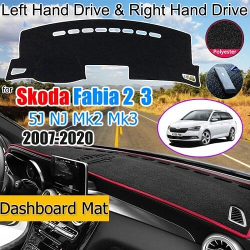 For Skoda Fabia 2 3 5J NJ 2007-2020 MK2 MK3 Anti-Slip Mat Dashboard Cover Pad Sunshade Dashmat Carpet Car Accessories