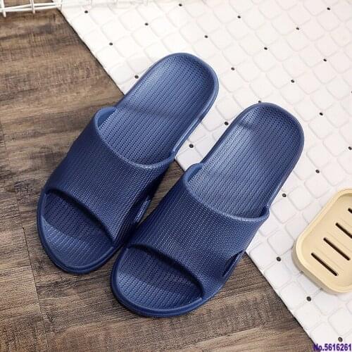 Slippers Sandals Summer Unisex Striped Solid Color Shoes Men Indoor Non-slip Soft Comfortable Rubber Flat Heels Slide For Men