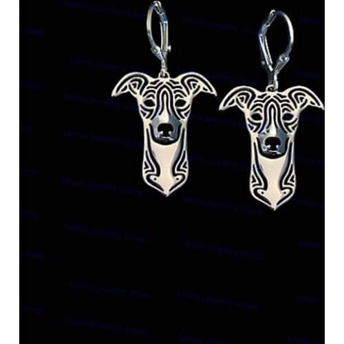 Wholesale newest Handmade Cartoon Whippet dog Earring jewelry golden color plated mini greyhound Earing 12pair/lot