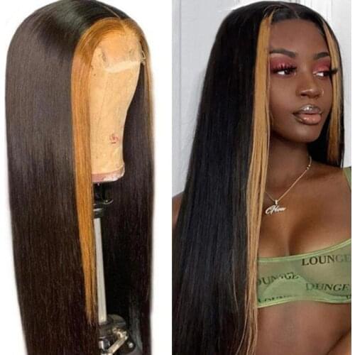 Mix Color 1B 27 Highlight Ombre Straight Lace Wigs Human Hair Wig Brazilian Straight Frontal Wig Preplucked Baby Hair for Women