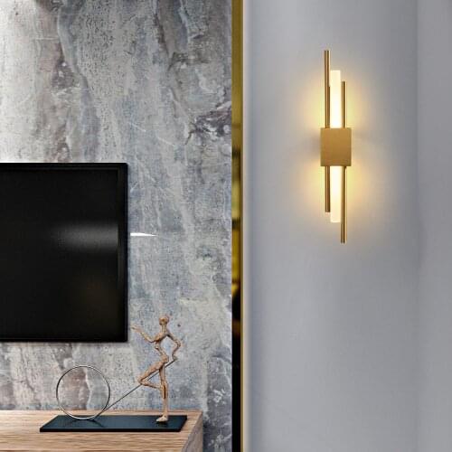 LED Bedside Wall Lamp Modern Bedroom Gold Sconce New Creative Long Bar Indoor Lighting Fixtures Luminaire Minimalist Decor Light