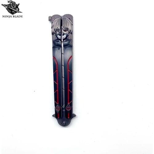 Tokyo Ghoul Balisong Model Trainer Ken Kaneki Anime Blunt Blade Butterfly Knife Metal Model For Anime Collection