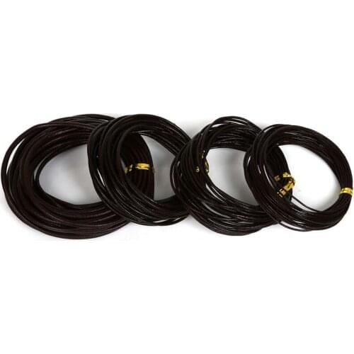 1mm 1.5mm 2mm 3mm Round Genuine Real Leather Jewelry Rope string Dark Brown Cords For Bracelet Necklace DIY Jewelry making