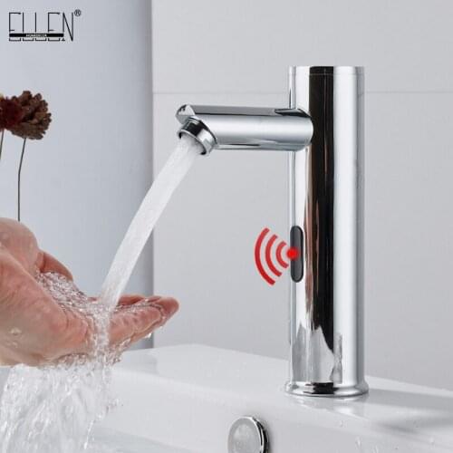 Bathroom Tall Automatic Touch Free Sensor Faucets Single Cold Water Saving Inductive Electric Tap Mixer Battery Power ELBS10