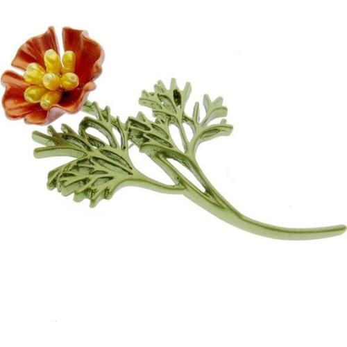 Japan and South Korea Vintage wholesale accessories goddess popular natural pearl poppy flower green paint Brooch