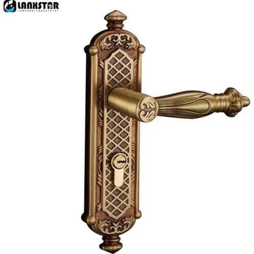 Lanxstar Lock Home Indoor Handle New Chinese Antique Pure Copper Room Door Lock Bedroom Solid Wood Mute Door Lock Set