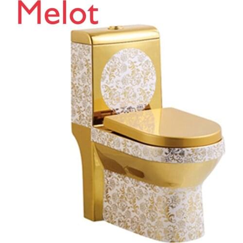 Wash Down One Piece Toilet Ceramic Chinese Floor Mounted Toilet Gold Bathroom Siphonic Porcelain Toilet