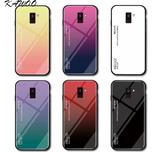 Gradient Tempered Glass Hard Case Soft Bumer Cover For Samsung A6 Plus 2018 A5 A7 2018 J3 J5 J7 2017 J2 Prime Phone Coque Fundas
