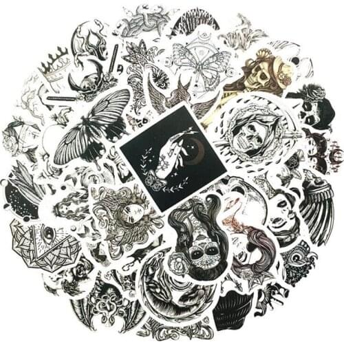 10/30/50PCS Horror Gothic Black and White Skull Diary Guitar Computer Waterproof Graffiti Sticker Decorative Toy Wholesale