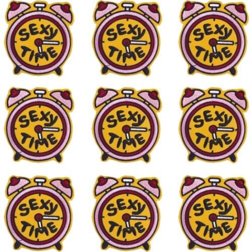 10Pcs/Set Cartoon Alarm Clock Patch For Clothing Iron On Robot Sexy Lips Embroidered Patches For Clothes Appliques For Badges