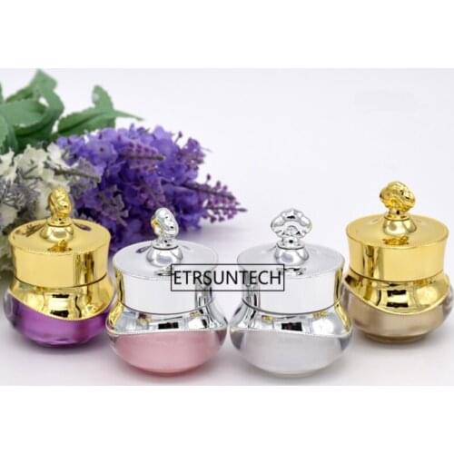 100pcs 5g/10g/15g Crown Shape Plastic Refillable Bottles Empty Pot Bottles Makeup Jar Travel Face Cream Lotion Bottle F2372