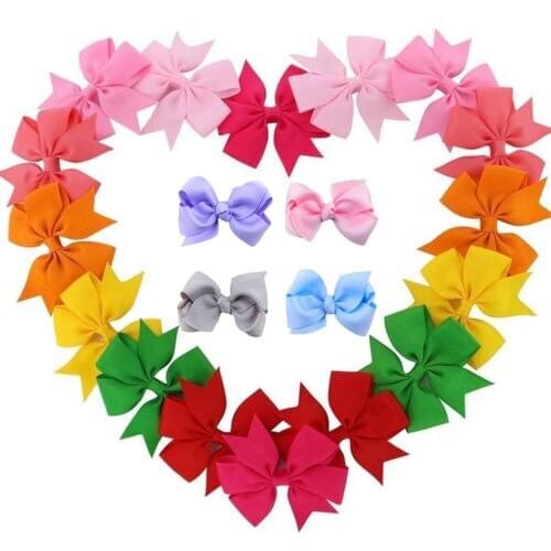 20PCS Kid Girl Hairpins Solid Color Bow Knot Hairbands Alligator Hair Clips Hair Accessories