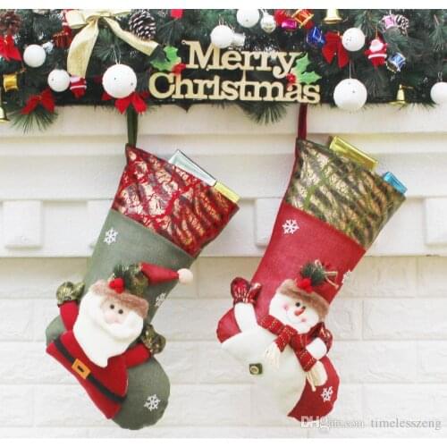 2019 New Year Christmas Stockings Socks Santa Claus Candy Gift Bag Xmas Tree Hanging Ornament Decoration christmas bags gift