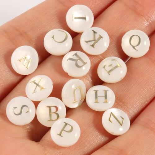 3pcs Natural A-Z Letter Shell Beads Round Flat Alphabet Loose Spacer Beads For Jewelry Making Handmade Diy Bracelet Accessories
