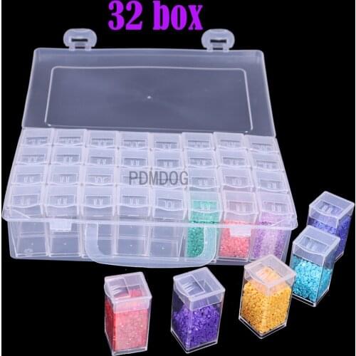 32/64 Bottles Jar Square Diamond Painting Storage box Diamond Painting Accessories Beads Container Mosaic Storage boxes Tools