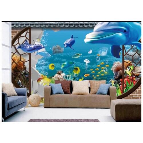 3D wall murals wallpaper custom picture mural wallpaper HD Seawater Shark Background wall papers for living room decoration