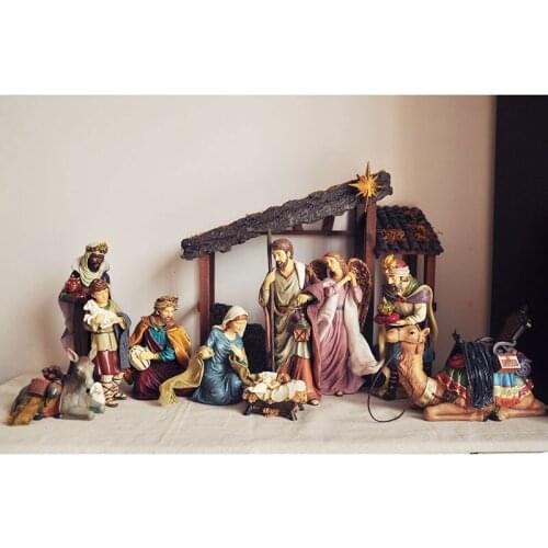 43*48cm Europe Resin Crafts Christmas Nativity Scene Holy Christ Statue Jesus Figure Virgin Mary New Year High grade Gift
