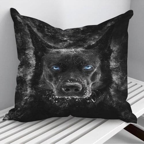 Black Wolf with blue eyes Throw Pillows Cushion Cover On Sofa Home Decor 45*45cm 40*40cm Gift Pillowcase Cojines Dropshipping