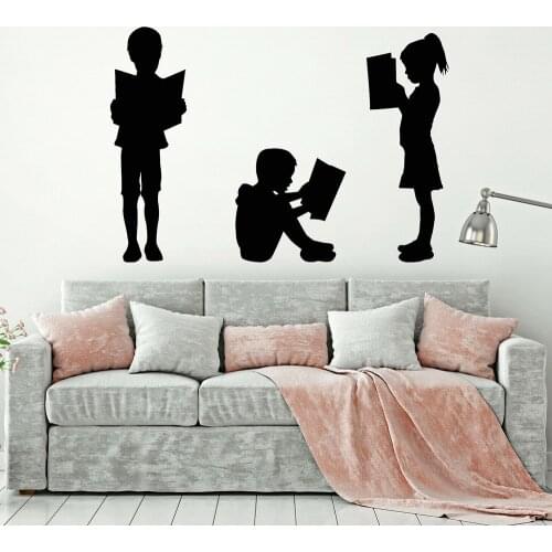 Childrens Reading Vinyl Wall Decal Kids Library School Book Wall Stickers for Kids Room Decoration Removabel Wallpaper C751