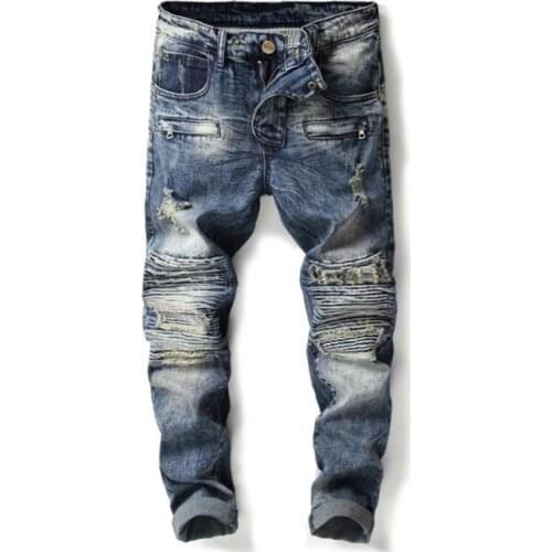 Mens Jeans Men Jean Homme Denim Ripped Stretch Pants Slim Fit Trousers Hip Hop Fashion panta