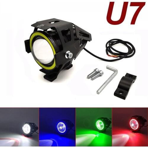 U7 LED Light Motorcycle Angel Eyes Headlight Spotlights Auxiliary Bright Fog Light For Suzuki Bandit 650S DL1000 GSF1200 BANDIT