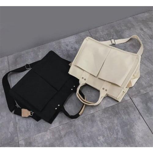 Women Canvas Tote Shopping Bag Lady Shoulder Bag Big Capacity Pockets Girl Messenger Bag School Books Travel Beach