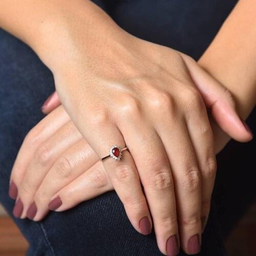 SembolGold White Gold Anturage Ring Drop Root Ruby Jewelry Wedding Accessories Opening Ring Simple