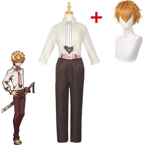 Toilet-bound Hanako-kun Cosplay Costume Minamoto Kou Full Sets Shirt Wrist Earring Belt Halloween Suit Adult Men Uniform C100K12