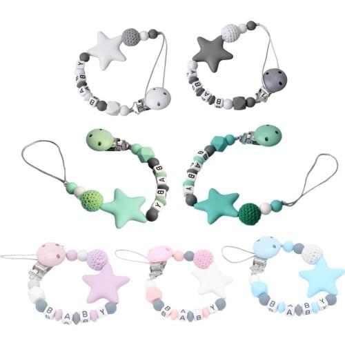 Colorful Silicone Letter Pacifier Clips Funny Aspiration Chain For Infant Feeding Toddle Chew Toy