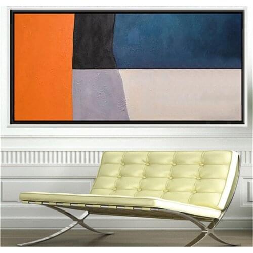 Best selling hand-painted oil painting geometric abstract stitching canvas painting simple living room decoration painting art