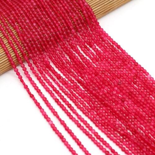 Small Beaded Natural Semi-Precious Stones Oblate Faceted Ruby Charm Beads For Jewelry Making Beadwork Bracelet Accessories 4mm