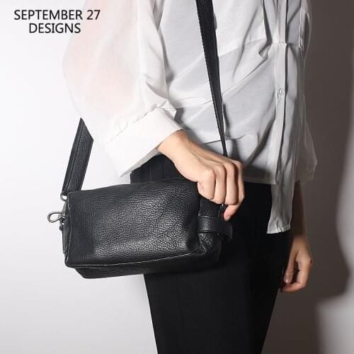 New Fashion Ladies Small Satchels Genuine Leather Women Messenger Crossbody Shoulder Bag Retro Mini Organizer Hand Bag Cowskin